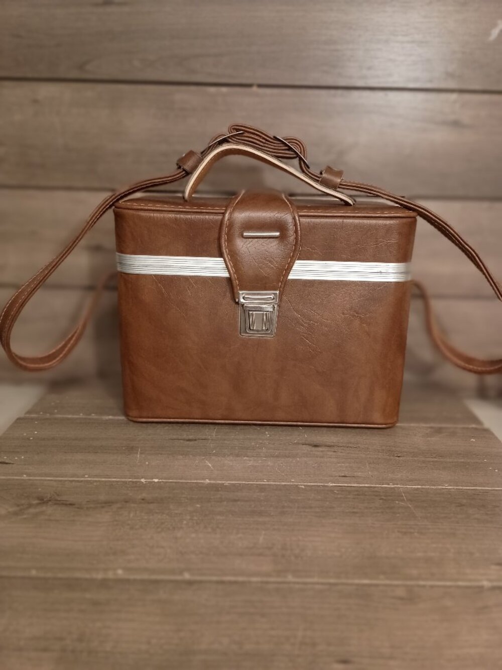 Vintage Camera Carrying Case Brown Faux Leather with Shoulder Strap